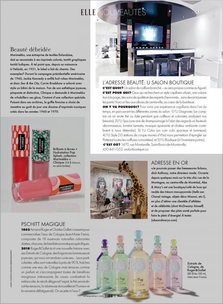 Elle Quebec article